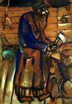Le Boucher Vieil homme contemporain Marc Chagall Peinture à l'huile